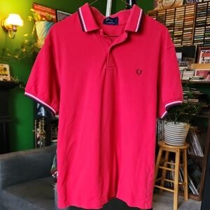 Fred Perry Red Twin Tipped Polo Size Large